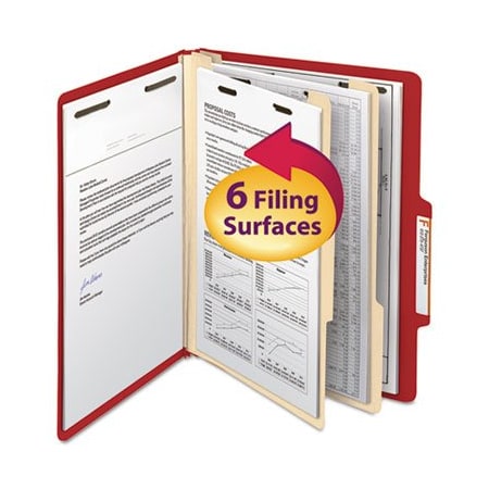 Smead Smead, COLORED TOP TAB CLASSIFICATION FOLDERS, 2 DIVIDERS, LETTER SIZE, RED, 10PK 14003